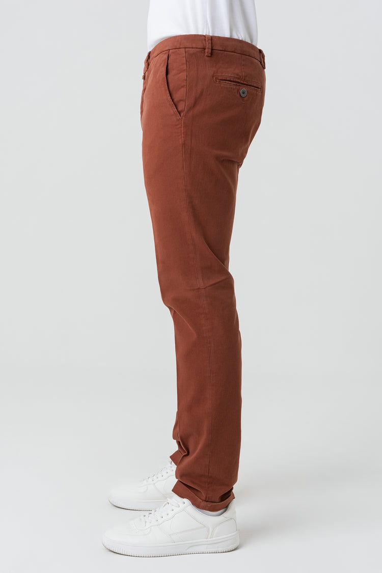 Pantaloni Slim Fit in Gabardine Arancio